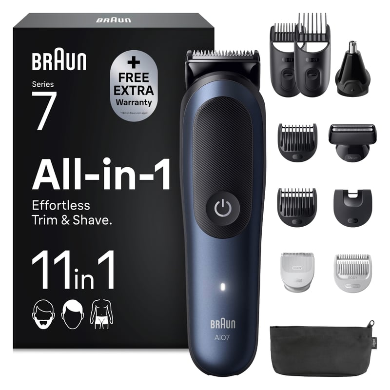 Trimmer All-in-One Braun Multigroom Series 7 AIO7540, 11 în 1 - Albastru