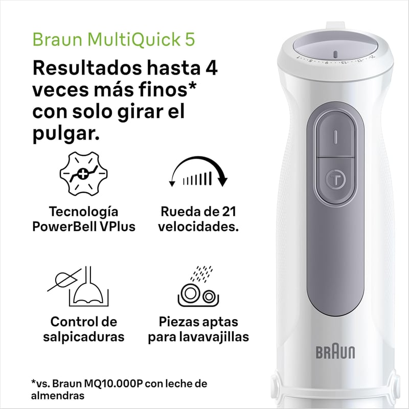 Braun MultiQuick 5 1000W kézi turmixgép 21 fokozat rozsdamentes acél fehér