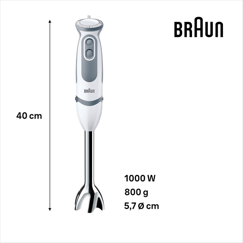 Braun MQ 5235WH MultiQuick 5 Vario 1000W Merülőmixer Rozsdamentes Acél Fehér