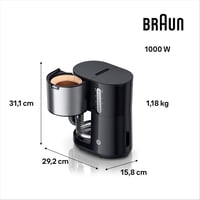 Braun PurShine KF 1500 BK Filteres Kávéfőző 10 Csésze Kapacitás OptiBrew Rendszer 5