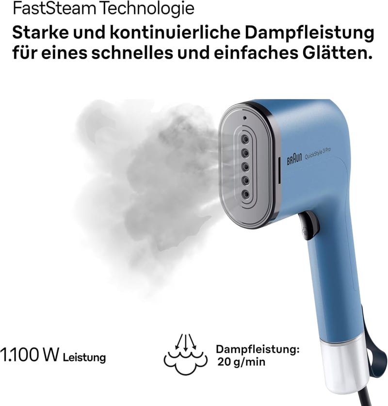 Braun QuickStyle 3 GS3024BL Kompakt Gőzölő 1100W Gyors Felmelegítés 22g/min Kék