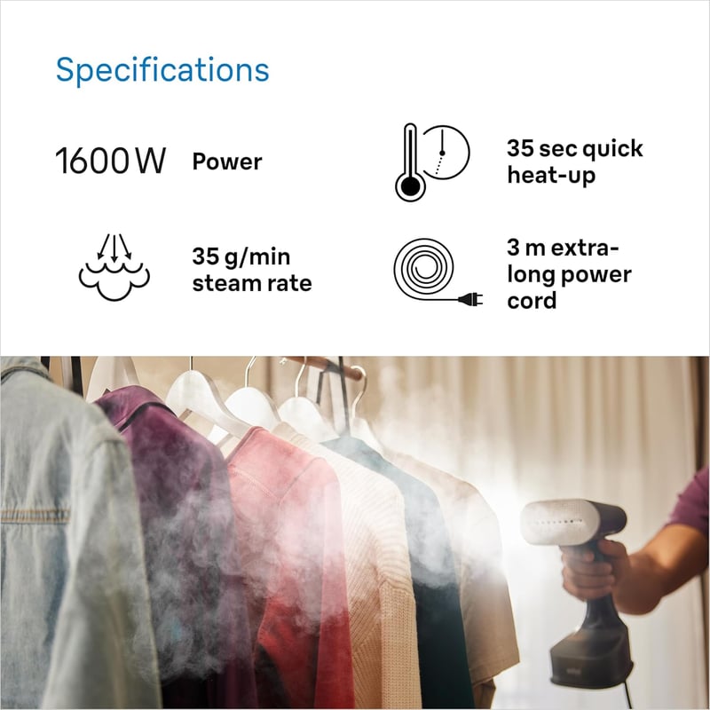 Braun QuickStyle 7 GS7077BK gőzölő, 35g/perc gőzteljesítmény, 250ml tartály, 35mp felmelegítés