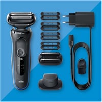 Aparat de ras electric Braun Series 5 cu accesoriu de tuns de precizie EasyClick, EasyClean, pentru bărbați, 51-B1820s, albastru, fabricat în Germania 7