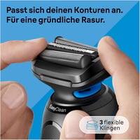 Aparat de ras electric Braun Series 5 cu accesoriu de tuns de precizie EasyClick, EasyClean, pentru bărbați, 51-B1820s, albastru, fabricat în Germania 3