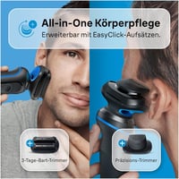 Aparat de ras electric Braun Series 5 cu accesoriu de tuns de precizie EasyClick, EasyClean, pentru bărbați, 51-B1820s, albastru, fabricat în Germania 5