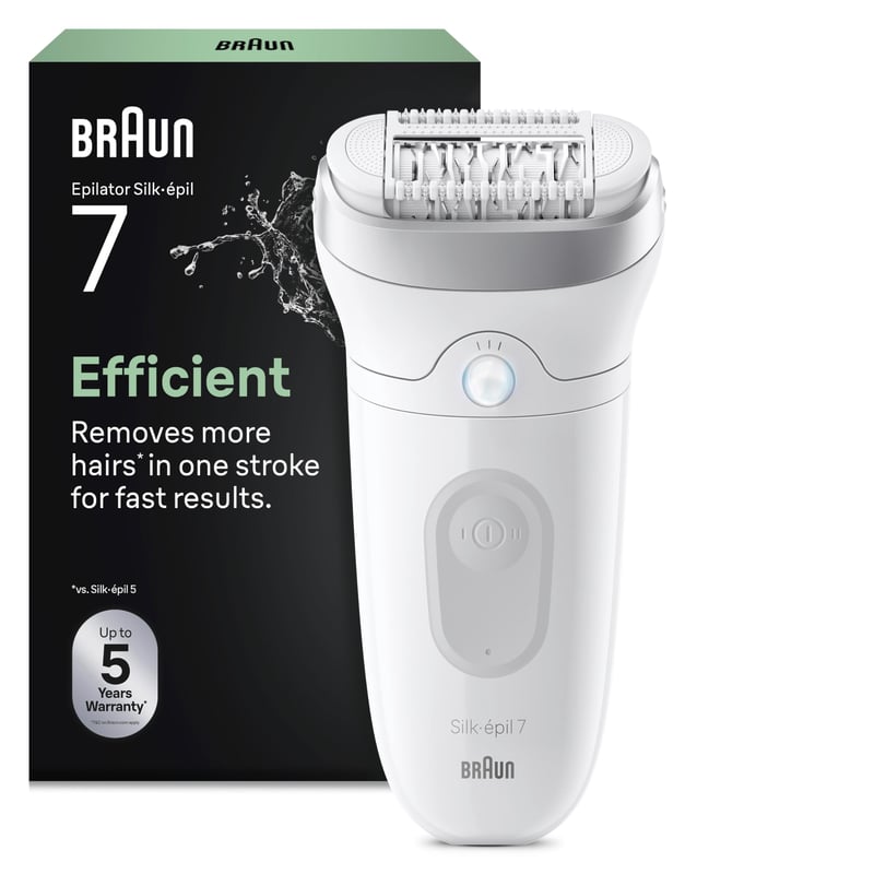 Braun Silk-épil 7 epilator za žene 7-011 srebrni - široka glava, za suhu i mokru upotrebu, vodootporan, dugotrajno glatka koža