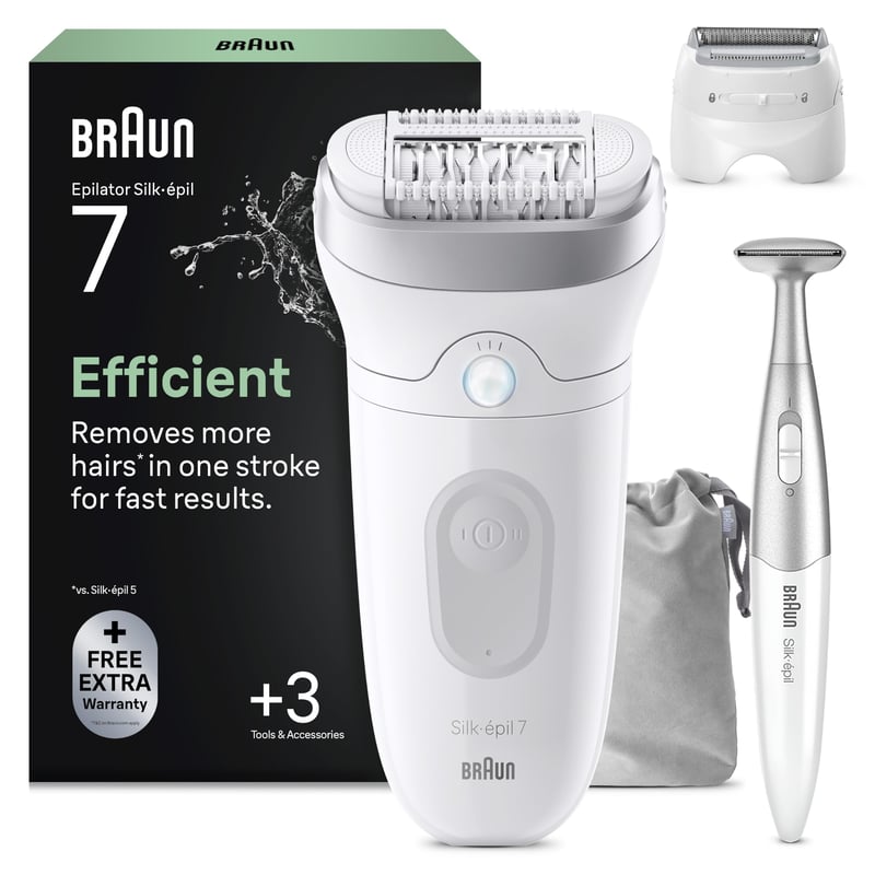 Epilator Braun Silk-épil 7 pentru femei, aparat de ras, 7-241, Argintiu - Dispozitiv eficient de epilare