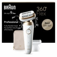 Epilator Braun Silk-épil 9 Flex pentru femei, cap flexibil 3D, 5 accesorii, dispozitiv pentru epilare, alb/auriu, SES9041 2