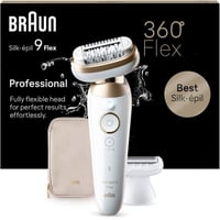 Epilator Braun Silk-épil 9 Flex pentru femei, cap flexibil 3D, 5 accesorii, dispozitiv pentru epilare, alb/auriu, SES9041 7