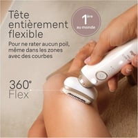 Epilator Braun Silk-épil 9 Flex pentru femei, cap flexibil 3D, 5 accesorii, dispozitiv pentru epilare, alb/auriu, SES9041 5