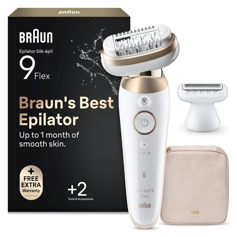 Epilator Braun Silk-épil 9 Flex pentru femei, aparat de ras, 9-041 3D, culoare auriu, cap flexibil, aparat de epilat
