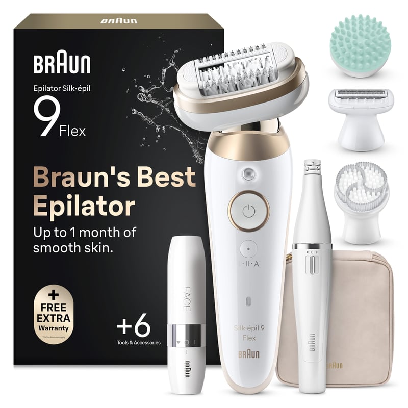 Epilator Braun Silk-épil 9 Flex SkinSpa 9-681 3D pentru femei, rezistent la apă, auriu, aparat de epilat