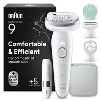 Braun Silk-épil 9 SkinSpa 9-381 dámsky epilátor, komplexná súprava, dlhotrvajúce odstránenie chĺpkov, holiaci strojček, vodoodolný, s čistiacou kefkou na tvár FaceSpa, biela/strieborná 1
