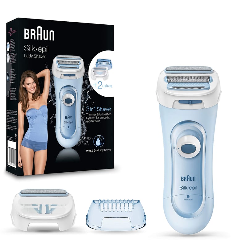 Aparat de ras electric pentru femei Braun Silk-épil Lady Shaver LS5160 3 în 1, cu sistem de tuns și exfoliere, fără fir, albastru