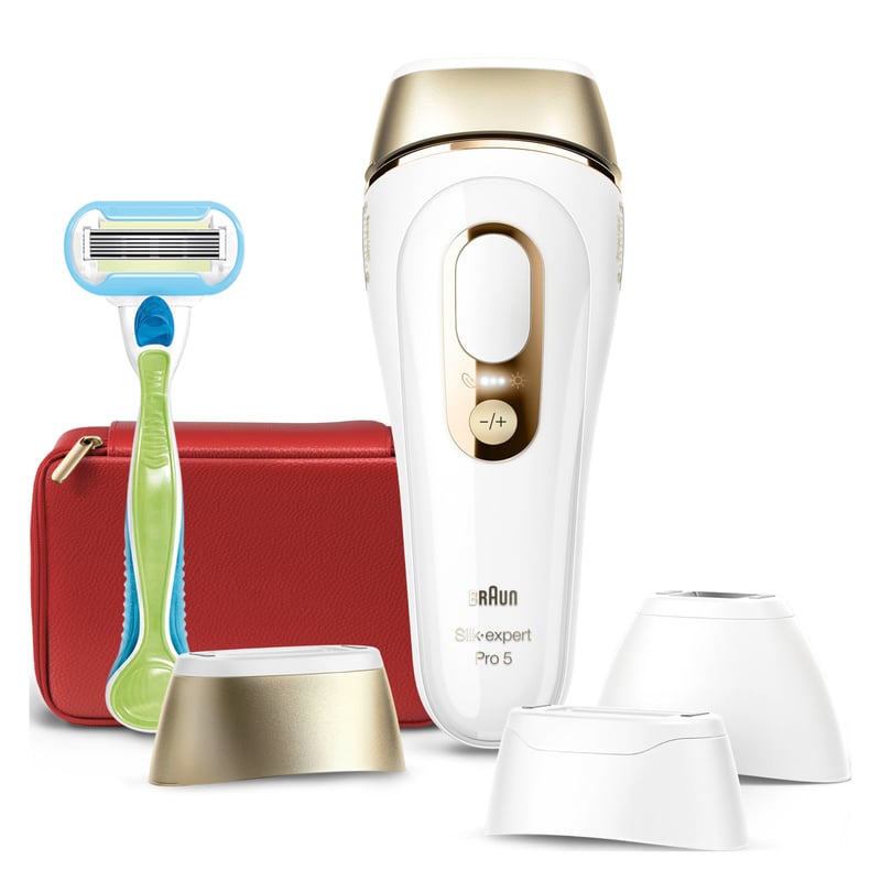 IPL epilátor Braun Silk-expert Pro 5 PL5262, s holiacim strojčekom Venus a 3 nadstavcami – biely/zlatý