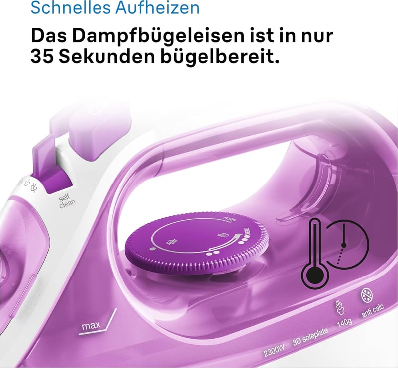Braun TexStyle 3 SI 3030 PU gőzölős vasaló 2300W, FreeGlide 3D talppal, lila