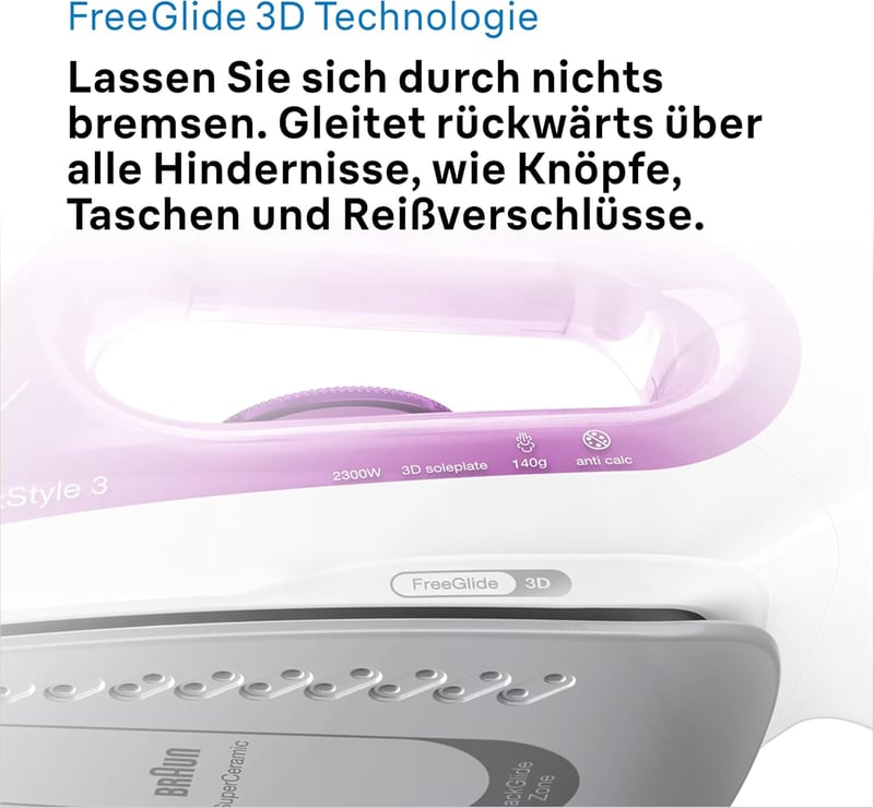 Braun TexStyle 3 SI 3030 PU gőzölős vasaló 2300W, FreeGlide 3D talppal, lila