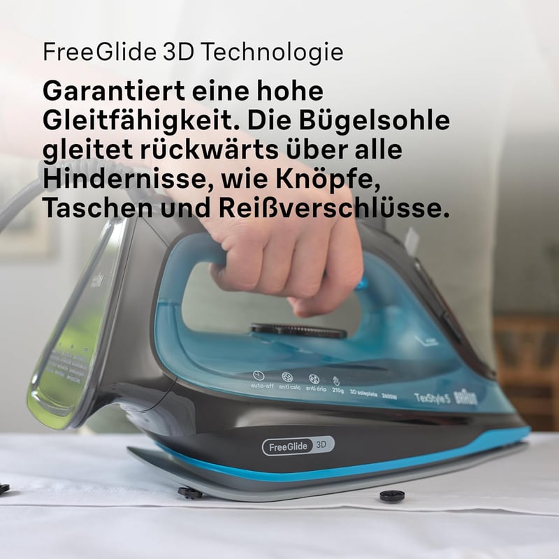 Braun TexStyle 5 SI5256 gőzölős vasaló FreeGlide 3D talppal, vertikális gőz, 210g/min, 2600W