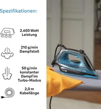 Braun TexStyle 5 SI5256 gőzölős vasaló FreeGlide 3D talppal, vertikális gőz, 210g/min, 2600W 3