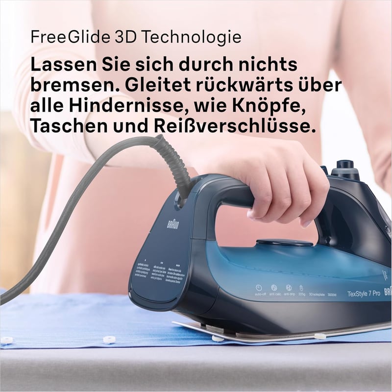 Braun TexStyle 7 Pro gőzvasaló 3000W Freeglide 3D talppal kék