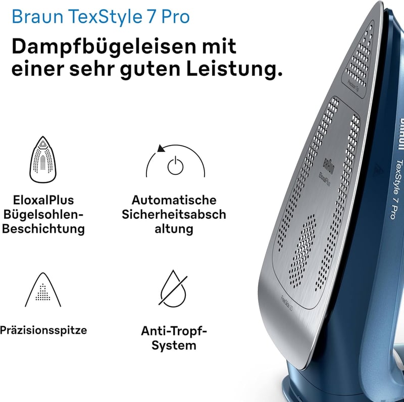 Braun TexStyle 7 Pro gőzvasaló 3000W Freeglide 3D talppal kék