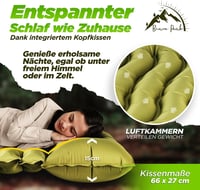 Brave Peak Önfelfújó Hálómatrac 10 cm Vastag Zöld - Könnyű Kompakt Kempingmatrac Túrázáshoz Trekking 190x67 cm 5