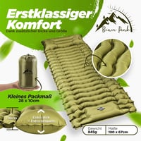 Brave Peak Önfelfújó Hálómatrac 10 cm Vastag Zöld - Könnyű Kompakt Kempingmatrac Túrázáshoz Trekking 190x67 cm 3