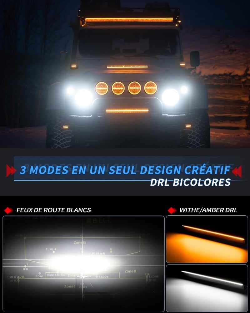 BraveWAY 22 Inch LED Munkalámpás Rámpa 80W 240000LM ECE Traktor 4x4