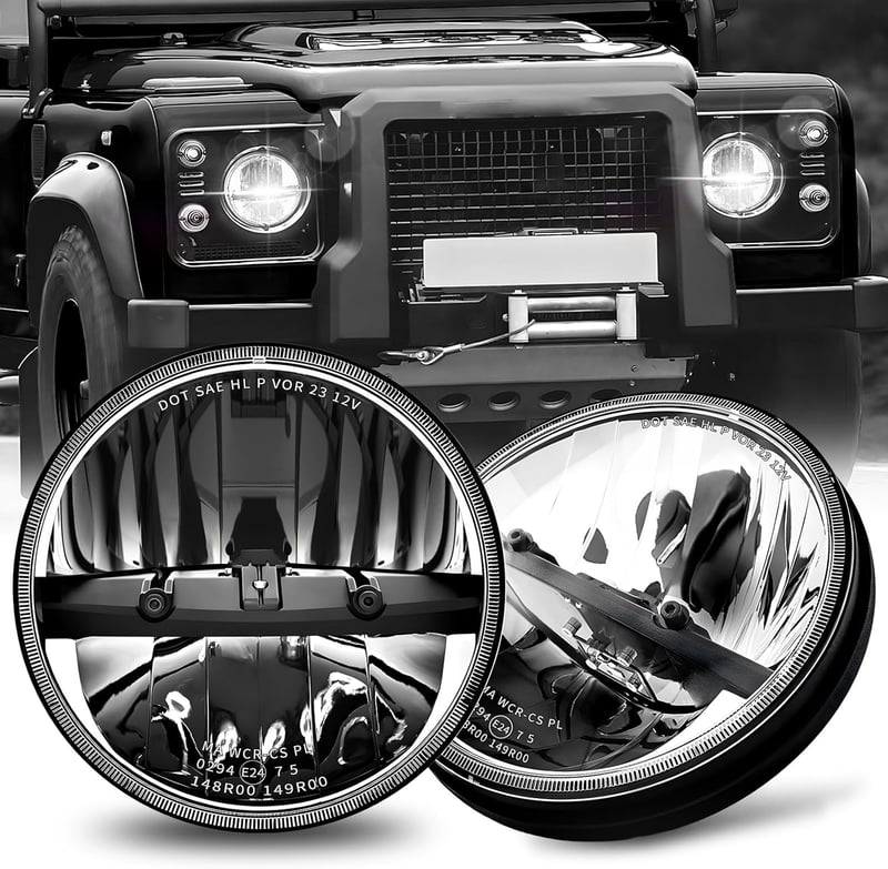 BraveWAY 7 Colos LED Fényszóró 60W 12000LM - 2 db H4-H13 Kábellel, Wrangler JK TJ LJ CJ Hummber H1 H2 Kompatibilis, DOT Jóváhagyott