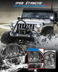 BraveWAY 7 Colos LED Fényszóró 60W 12000LM - 2 db H4-H13 Kábellel, Wrangler JK TJ LJ CJ Hummber H1 H2 Kompatibilis, DOT Jóváhagyott 6