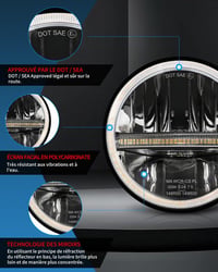 BraveWAY 7 Inch 60W LED Fényszóró Wrangler JK-hez Hi-Lo Fehér Sárga DRL H4-H13 4