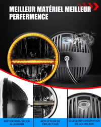 BraveWAY 7 Inch 60W LED Fényszóró Wrangler JK-hez Hi-Lo Fehér Sárga DRL H4-H13 5