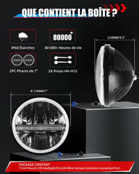 BraveWAY 7 Inch 60W LED Fényszóró Wrangler JK-hez Hi-Lo Fehér Sárga DRL H4-H13 7
