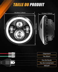 BraveWAY 7" LED Motoros Fényszóró 15000LM 4 Mód DOT Jóváhagyott Hi-Lo Fény 8