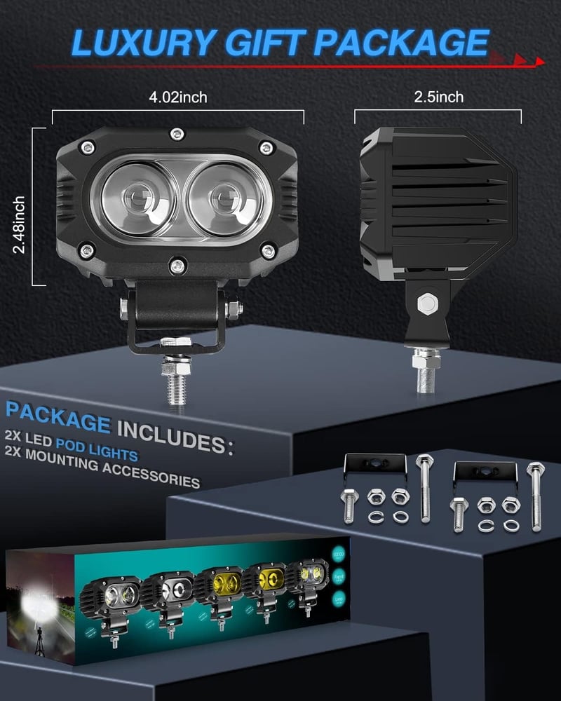 BraveWAY 80W 8000LM LED munkalámpa fehér 6500K motorkerékpár traktor 4x4 terepjáró