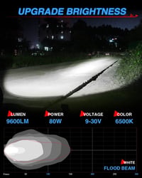 BraveWAY 80W 8000LM LED munkalámpa fehér 6500K motorkerékpár traktor 4x4 terepjáró 3