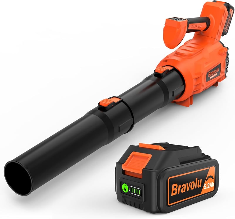 Bravolu 5200 mAh Akkumulátoros Lombfúvó Töltővel, 305 km/h Sebesség, Turbo Funkció
