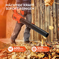 Bravolu Akkumulátoros Lombfúvó 2x5200mAh Töltővel, Kefe Nélküli Motor 305 km/h, 5 Fokozat, Levehető Cső 2