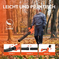 Bravolu Akkumulátoros Lombfúvó 2x5200mAh Töltővel, Kefe Nélküli Motor 305 km/h, 5 Fokozat, Levehető Cső 7