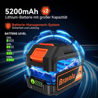 Bravolu Akkumulátoros Lombfúvó 2x5200mAh Töltővel, Kefe Nélküli Motor 305 km/h, 5 Fokozat, Levehető Cső 3