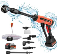 Bravolu Aparat de spălat cu presiune fără fir, 500 PSI, 4.0 Ah, set mobil cu duză 6-în-1 pentru curățarea mașinilor, bărcilor și grădinii. 1