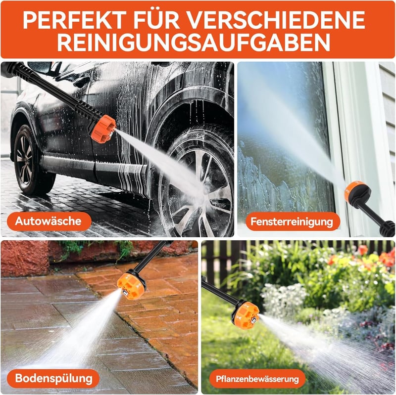 Bravolu MAX Akkumulátoros Magasnyomású Mosó 500 PSI 2.0 Ah Hordozható Kézi Mosógép 6-in-1 Fúvókával Autó Hajó Kert Tisztításhoz