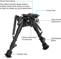 Bravovski 6-9 Inch Taktikai Forgó Bipod Alumínium S Lock Csapággyal 5