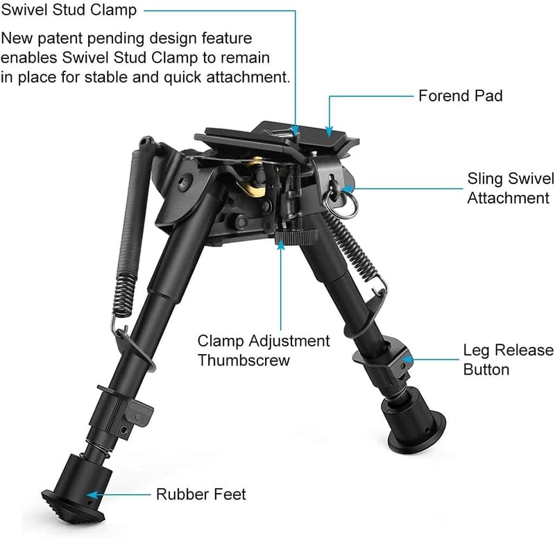 Bravovski 6-9 Inch Taktikai Forgó Bipod Alumínium S Lock Csapággyal