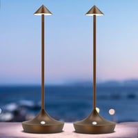 bravzurg LED Asztali Lámpa Szett 2db - Vezeték Nélküli Tölthető Alumínium Lámpa 6000mAh, IP54 Vízálló, Érintésvezérelt Fényerőszabályzós Bel 1