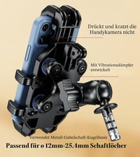 Suport telefon moto BRCOVAN pe furca motocicletei cu amortizor de vibrații, fixare reglabilă pentru smartphone-uri de 5.4-7.2 inchi 4