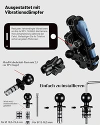 Suport telefon moto BRCOVAN pe furca motocicletei cu amortizor de vibrații, fixare reglabilă pentru smartphone-uri de 5.4-7.2 inchi 7