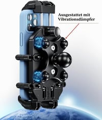 Suport telefon cu amortizor de vibrații BRCOVAN pentru motocicletă, bicicletă și scuter, suport de ghidon rotativ la 360 de grade cu sistem antifurt, pentru telefoane de 5.4-7.2 inchi 8