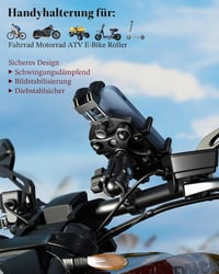 Suport telefon cu amortizor de vibrații BRCOVAN pentru motocicletă, bicicletă și scuter, suport de ghidon rotativ la 360 de grade cu sistem antifurt, pentru telefoane de 5.4-7.2 inchi 2