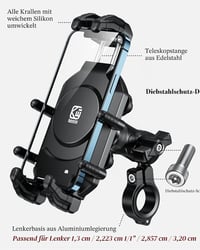 Suport telefon cu amortizor de vibrații BRCOVAN pentru motocicletă, bicicletă și scuter, suport de ghidon rotativ la 360 de grade cu sistem antifurt, pentru telefoane de 5.4-7.2 inchi 3